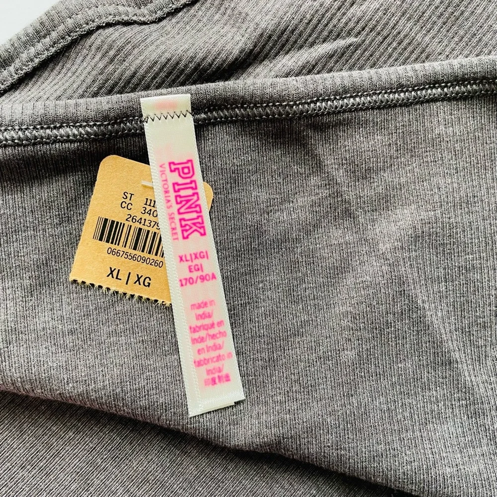 XL VS PINK gray ribbed bikini panties